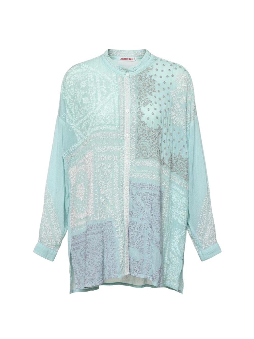 Johnny Was Blue Bandana Button Down Blouse Size Large